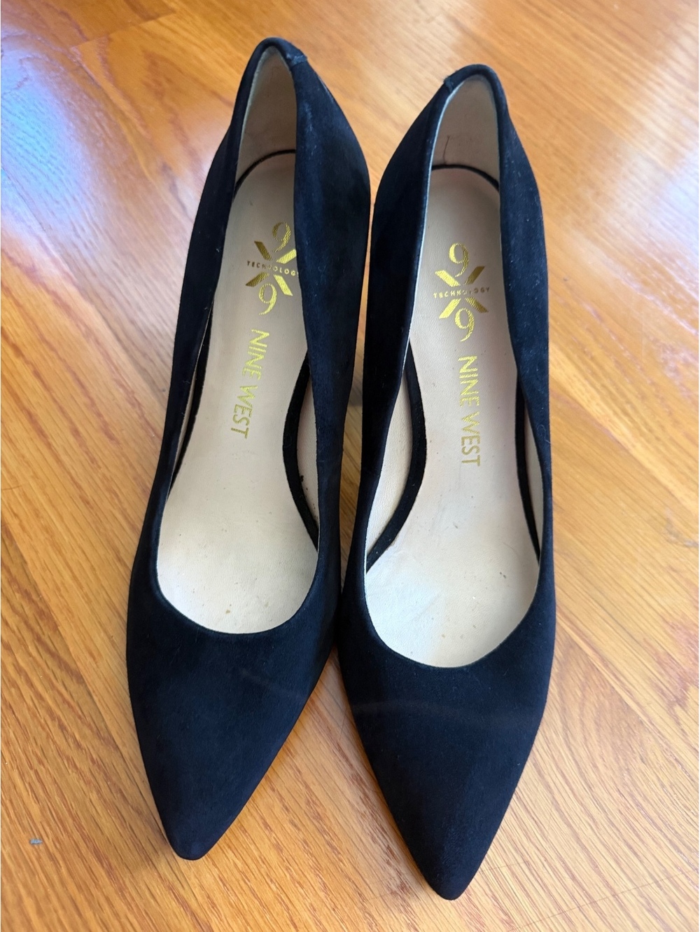 Nine West Women's Black Suede Leather Pointed Toe Block Heel Pumps Size 7M